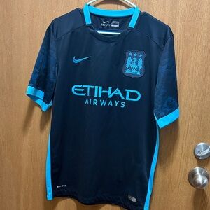 Nike Black and Blue Manchester City Jersey